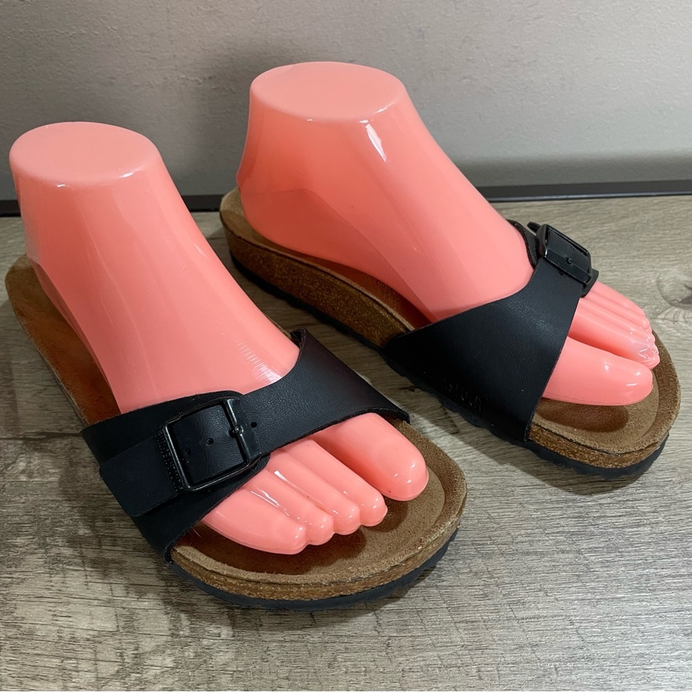 Birkenstock Black Slip-On Cork Footbed Sandals